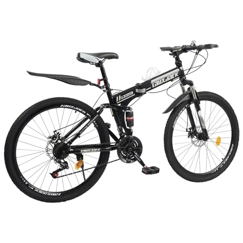 Vélos de montagne pliant : AMTULA VTT Pliant 26 ", 21 Vitesses Premium Velo Pliant Adulte, Fourche à Suspension, avec Garde-Boue, vélo de Camping, pour Filles et garçons