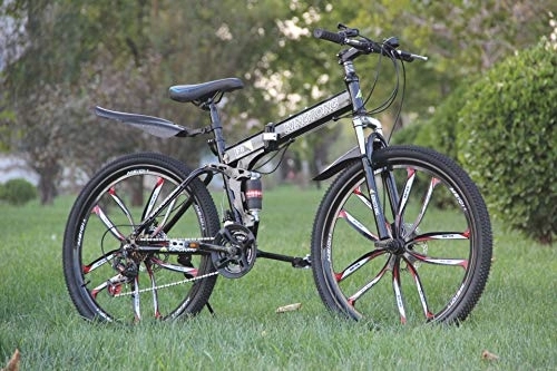 Vélos de montagne pliant : Aohuada Vélo de montagne 26" 21 vitesses - Cadre rigide - Double disque - Vélo pliable - Poids de charge : 150 kg - Noir