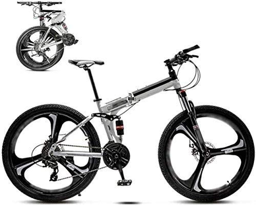 Vélos de montagne pliant : AYDQC Vélos VTT de 24-26 Pouces Vélo VTT, vélo de Banlieue Pliante Unisexe, vélo de vélo Pliable à 30 Vitesses, Frein à Double Disque / Blanc / Une Roue / 26 '' 7-14 fengong