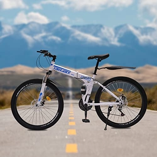 Vélos de montagne pliant : Brride VTT 26 pouces - 21 vitesses - Vélo pliable pour adulte - Avec double frein à disque - Fourche à suspension amortissante pour les voyages, l'aventure