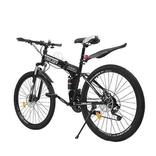 Vélos de montagne pliant : C-Juzarl Vélo VTT pliable 26 pouces pour filles, garçons, hommes et femmes – Frein à disque – 21 vitesses