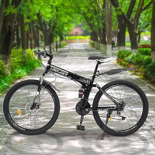 Vélos de montagne pliant : CuCummoo Vélo VTT 21 vitesses 26" en acier au carbone - Unisexe - Freins à disque - Vélo pliable - Crossbike VTT - Adultes et adolescents
