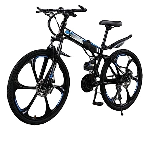 Vélos de montagne pliant : DADHI Vélo de Montagne Pliant, vélo d'extérieur à Vitesse Variable, Frein à Disque mécanique Sensible, Assemblage Facile, pour Hommes / Femmes (Black and Blue 24 Speed)