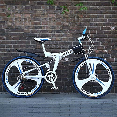 Vélos de montagne pliant : Dapang Folding Mountain Bike with 26" Super Lightweight Magnesium Alloy, Premium Full Suspension and Shimano 21 Speed Gear, 10, 24"