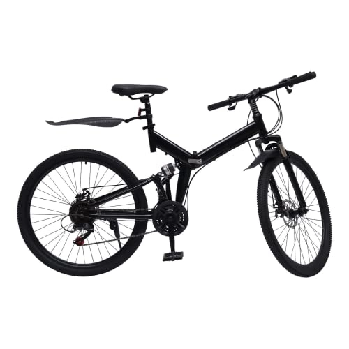 Vélos de montagne pliant : DSYOGX Vélo pliant 26 ", 21 vitesses, VTT pour adultes, vélo de montagne, vélo pliable, poids de charge 100 kg, vélo pliable pour homme et femme, noir