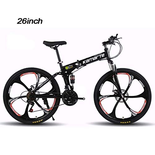 Vélos de montagne pliant : Folding City Bike vélo, 26 pouces en acier vélo dépliable vélo ultra léger à vitesse variable, cadre en acier au carbone à haute, Étudiant Route AQUILA1125 (Color : Black)