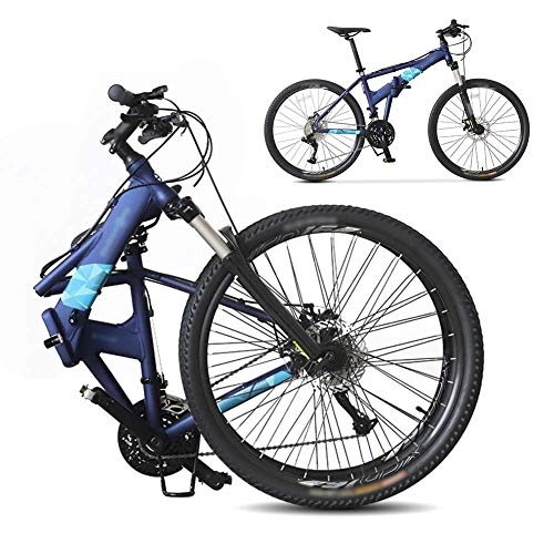Vélos de montagne pliant : Hors Route VTT 26 Pouces vélo Pliant Absorbant Les Chocs, mâle et Femelle Adulte Lady vélo, vélo Pliable Banlieue - 27 Vitesses - Double Vitesse Frein à Disque (Color : Blue)