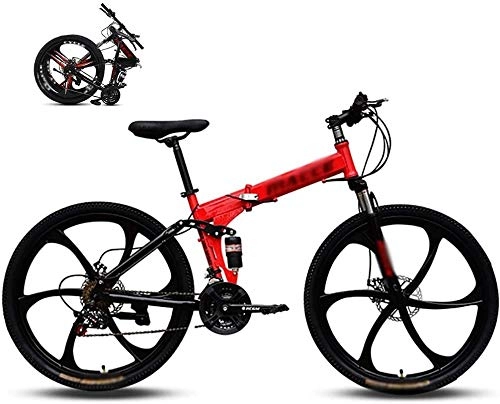 Vélos de montagne pliant : HQQ VTT 26 Pouces, adapté de 160 à 185 cm, Frein à Disque, 24 Engrenages de Vitesse, de la Fourche, Les garçons vélo & vélo for Hommes (Color : Red)