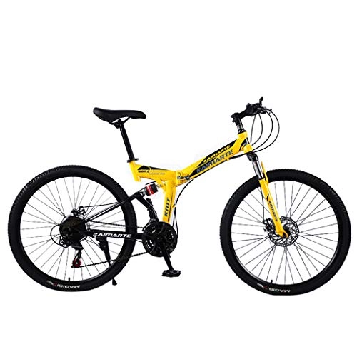 Vélos de montagne pliant : IsMoon Folding Vélo pliant 24 pouces pour homme et femme, jaune, 24 pouces