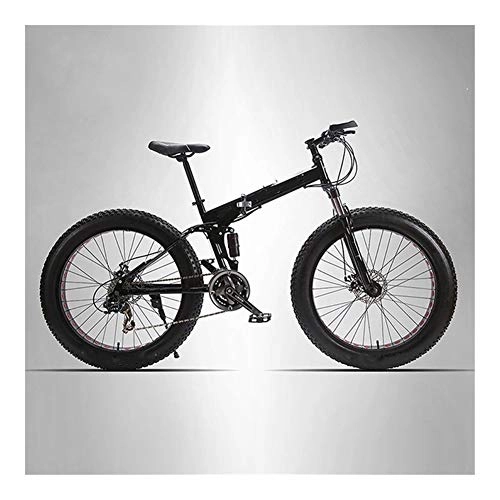 Vélos de montagne pliant : JCX Folding Mountain Bike Cadre en Acier 24 Vitesse mcanique Disque de Roue Frein Disque Homme 26" Pouces X4.0 Sports et Loisirs, Bon march et de Haute qualit (Color : Black, Size : 26 inch)