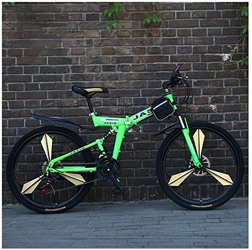 Vélos de montagne pliant : JF-XUAN vélo Sports de Plein air de vélo de Montagne for Les Adultes de 26 Pouces Ville Vélo de Route, Hommes Folding Mountain Bike Sports Loisirs (Taille: 27 Vitesse) (Color : Green)
