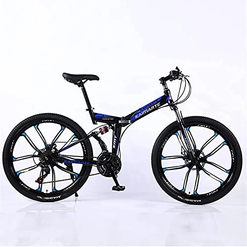 Vélos de montagne pliant : JYCCH VTT pliable pour adulte - 66 cm - 27 vitesses - Vitesse variable - Vélo tout-terrain - Vélo souple - Pour homme et femme - Sports de plein air - BU 3 roues - 26" 21SPD (Bu 10 roues 24)