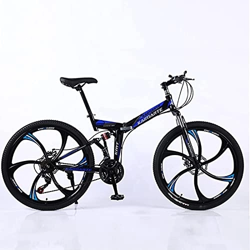 Vélos de montagne pliant : JYCCH VTT pliable pour adulte - 66 cm - 27 vitesses - Vitesse variable - Vélo tout-terrain - Vélo souple - Pour homme et femme - Sports de plein air - BU 3 roues - 26" 21SPD (Bu 6 roues 24)