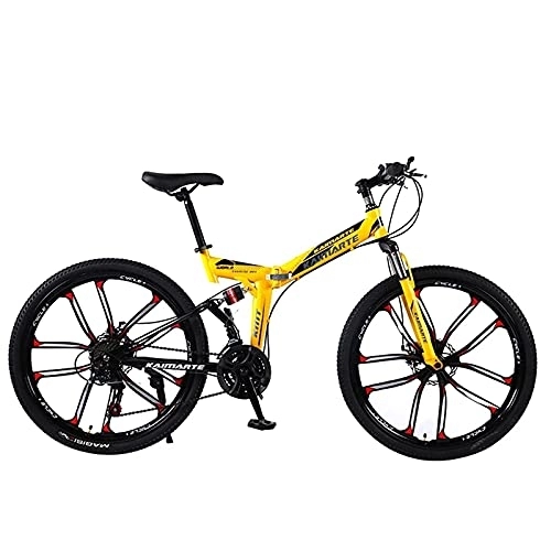 Vélos de montagne pliant : JYCCH VTT pliable pour adulte - 66 cm - 27 vitesses - Vitesse variable - Vélo tout-terrain - Vélo souple - Pour homme et femme - Sports de plein air - BU 3 roues - 66 cm - 21SPD (Yl 10 roues 24)