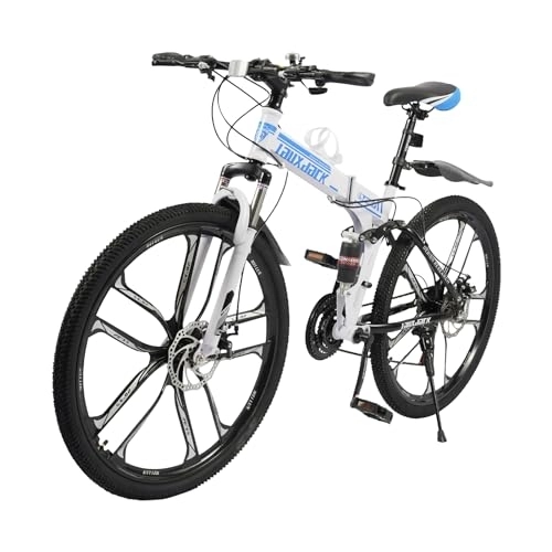 Vélos de montagne pliant : KAUITOPU VTT 26 pouces, vélo pliable avec fourche à suspension, dérailleur rotatif, guidon antidérapant pour adultes d'une taille de plus de 63 pouces
