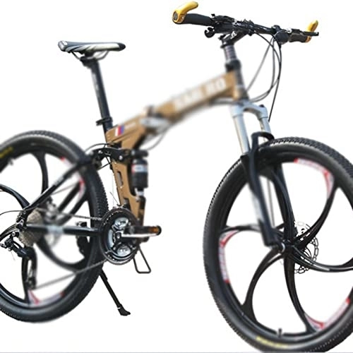 Vélos de montagne pliant : KOOKYY Vélo de montagne pliable de 66 cm avec suspension complète (couleur : noir jaune, taille : 27_26*175 cm)