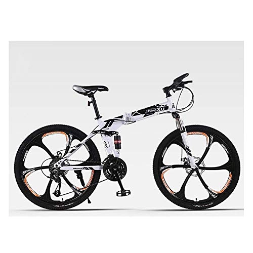 Vélos de montagne pliant : LHQ-HQ Sports de Plein air 26" 27 Mountain Bike Speed ​​Shift Gauche 3 Droite 9 Cadre Shock Absorption Vélo de Montagne Sports de Plein air Mountain Bike (Color : White)