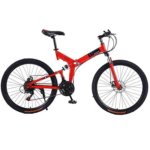 Vélos de montagne pliant : LILIS Vélo VTT, VTT en Aluminium Vélo VTT Adulte VTT Pliable Route Vélos for Hommes et Femmes 26En Roues Double Vitesse réglable Frein à Disque (Color : Red, Size : 24 Speed)