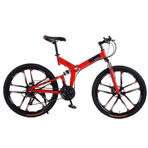 Vélos de montagne pliant : LILIS Vélo VTT, VTT en Aluminium Vélo VTT Adulte VTT Pliable Route Vélos for Hommes et Femmes 26En Roues Double Vitesse réglable Frein à Disque (Color : Red2, Size : 21 Speed)