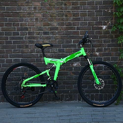 Vélos de montagne pliant : Liutao Vélo de montagne pliable 26 pouces 21 vitesses Double frein à disque Vélo de montagne pliable Convient aux adultes 61 cm F Vert