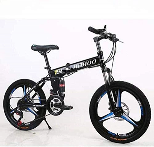 Vélos de montagne pliant : MJY Vélo 20 'VTT Vélos pliants, avec 3 rayons Double frein à disque Suspension complète antidérapant, fourche à Suspension 6-24, Bleu