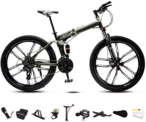 Vélos de montagne pliant : MJY Vélos Vélo vtt 24-26 pouces, vélo de banlieue pliable unisexe, vélo pliable à 30 vitesses, frein à double disque / roue verte / C / 26 '' 6-24