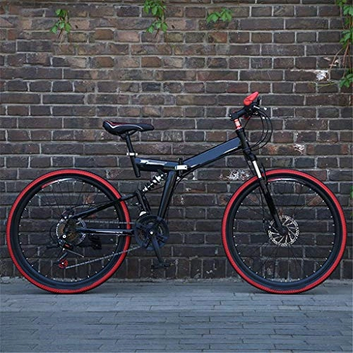 Vélos de montagne pliant : Nfudishpu Bicyclettes Overdrive Hardtail VTT 24 / 26 Pouces 21 Vitesses Pliant Noir avec Freins à Disque