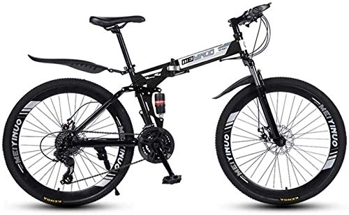 Vélos de montagne pliant : Pliant à vitesse variable 26 pouces de vélo de montagne, 21-24 - 27 vitesses légère haute teneur en carbone Bikes cadre en acier, double frein à disque de bicyclette 5-27 (Couleur: Jaune, Taille: 27sp