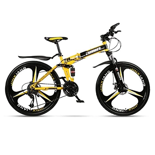 Vélos de montagne pliant : QCLU Vélo de vélo de Montagne Pliable Fitness en Plein air Vélo à vélo de Loisirs 24 / 26 Pouces 3 Coupe-Cutter, for Homme Femmes Filles garçons (Color : Yellow-A, Taille : 24 inch- 24 Speed)