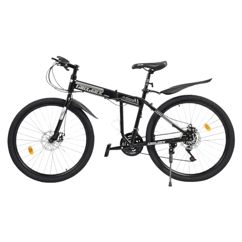 Vélos de montagne pliant : ROGONPDK VTT 26 pouces pour adulte - 21 vitesses - Vélo pliable 26" - VTT pliable pour homme, femme, garçon et fille - Noir et blanc