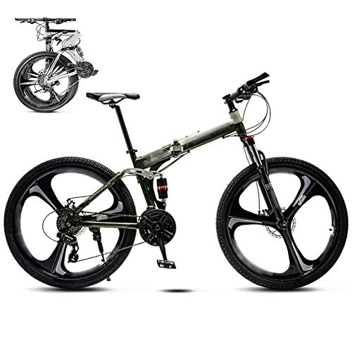 Vélos de montagne pliant : ROYWY Pliable Bicyclette pour Adulte, 24 Pouces 26 Pouces, Vélo de Montagne, Pliant VTT Vélos, Freins a Disque, 30 Vitesses Poignees Tournantes / Vert / 24'' / A Wheel