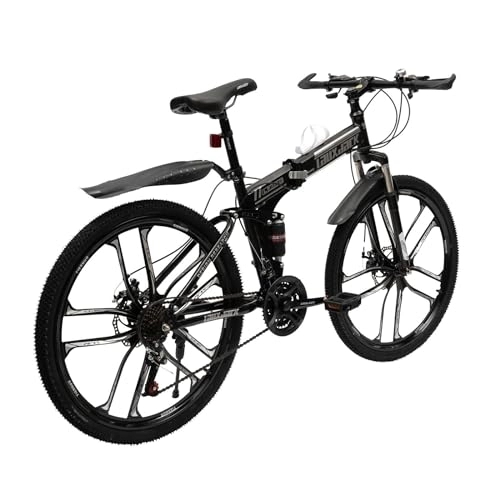 Vélos de montagne pliant : simimasen VTT 21 vitesses 26 pouces VTT VTT vélo adulte pliable cadre aluminium frein à disque noir pour homme et femme