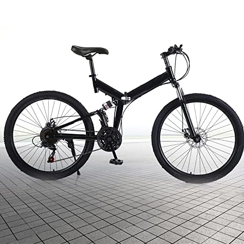 Vélos de montagne pliant : TIXBYGO VTT 26" Vélo pliable avec suspension complète 21 vitesses Frein à disque pour garçons, filles, femmes et hommes jusqu'à 150 kg Noir