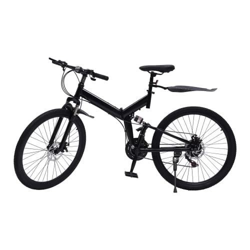 Vélos de montagne pliant : VTT 26 pouces pour homme, vélo pliant pour adulte, 21 vitesses, matériau blanc en acier au carbone pour garçons et filles, avec frein à disque à suspension complète pour sports de plein air, course,
