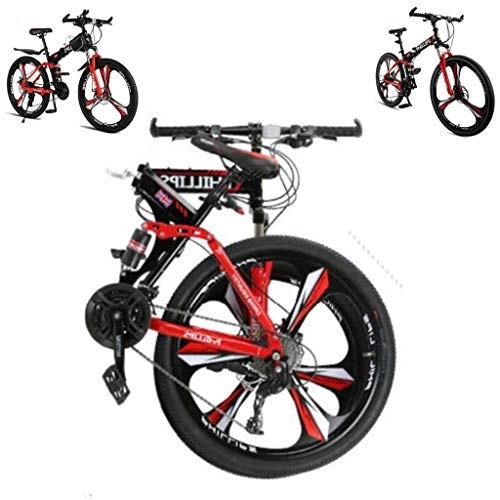 Vélos de montagne pliant : VTT pour adultes, roues de 66 cm, 3 rayons, 24 vitesses, frein à disque, cadre de suspension complet, vélo de route pliable en acier à haute teneur en carbone, pliable en 15 secondes