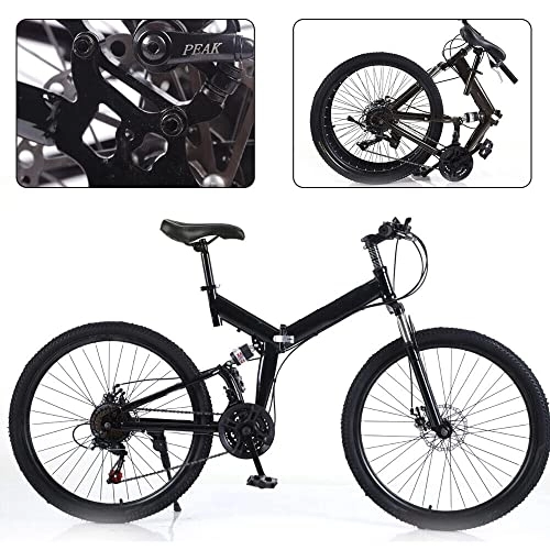 Vélos de montagne pliant : Vélo de montagne pliable 26" Futchoy 21 vitesses, frein à disque, réglable VTT, vélo de route pliable pour ville et camping