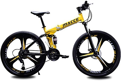 Vélos de montagne pliant : Vélo de montagne pliable Macro 66 cm, VTT avec 3 molettes de découpe, vitesse variable, double amortisseur, jaune, 24 vitesses, 66 cm, 24 vitesses., 66 cm