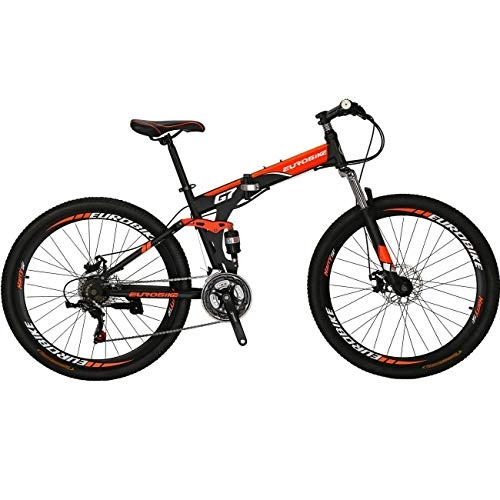 Vélos de montagne pliant : Vélo de Montagne Pliant 27, 5 Pouces pour Hommes et Femmes 17 Pouces Cadre vélo Adulte (Orange)