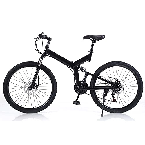 Vélos de montagne pliant : Vélo de montagne à suspension complète avec freins à disque - Vélo pour adulte - 26" - 21 vitesses - Pour filles, garçons, hommes et femmes