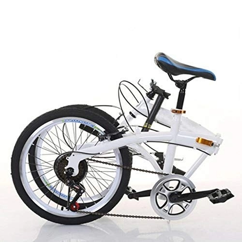 Vélos de montagne pliant : Vélo Pliable 20" en Acier Carbone - Petit vélo Pliable Unisexe - 7 Vitesses - Frein Avant en V et Frein arrière - Vélo de Ville pour Adulte - Blanc