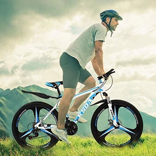 Vélos de montagne pliant : Vélos de route pour adultes VTT pliants de 26 pouces avec roues à 21 vitesses à 3 rayons et levier de vitesse, cadre en acier à haute teneur en carbone, double frein à disque et double suspensio