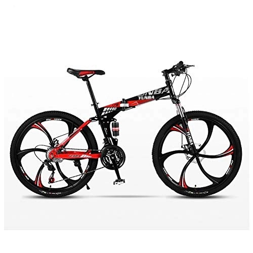 Vélos de montagne pliant : Vélos de Ville VTT Vélo de Montagne Vélo Pliant Route Vélos de VTT Hommes 24 vélos Vitesse Roues for Adultes Femmes BMX Suspendu (Color : Red, Size : 24in)