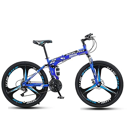 Vélos de montagne pliant : WXXMZY Vélos, VTT Pliables, Cadres en Acier À Haute Teneur en Carbone 21, 24, 27, 24 Et 26 Pouces, Vélos Étudiants, (Color : Blue, Size : 21 Speed)