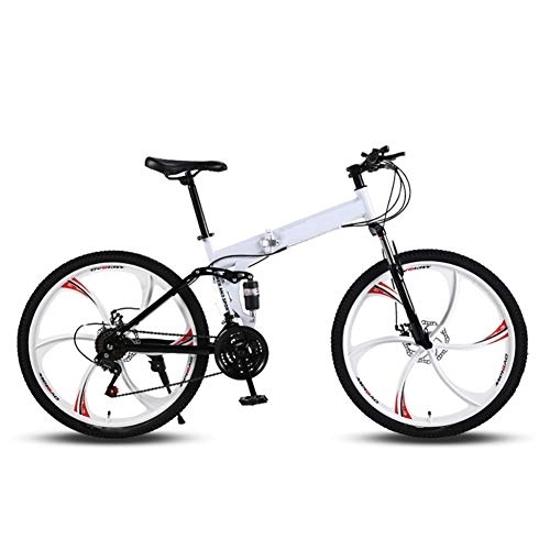 Vélos de montagne pliant : WYZDQ Vélo Portable pour Hommes, Adulte Pliant à Vitesse Variable de vélo de Montagne, et Avant l'absorption des Chocs arrière, Blanc, 27 Speed