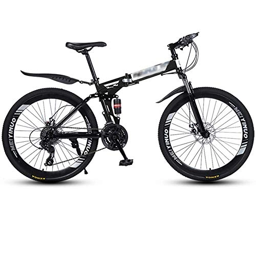 Vélos de montagne pliant : WZLJW Vélo VTT VTT 26" avec antidérapant 27 vitesses pliable VTT à suspension complète pour adulte, adolescent, vélo de plein air, noir ggsm (couleur : noir, taille : -)