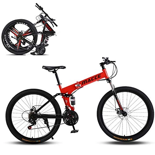Vélos de montagne pliant : XWDQ Vélo de montagne 24 / 26" Cadre de frein à disque double avec siège réglable, vélo de montagne pour homme 21 / 24 / 27 / 30 vitesses, 66 cm., 24 speed