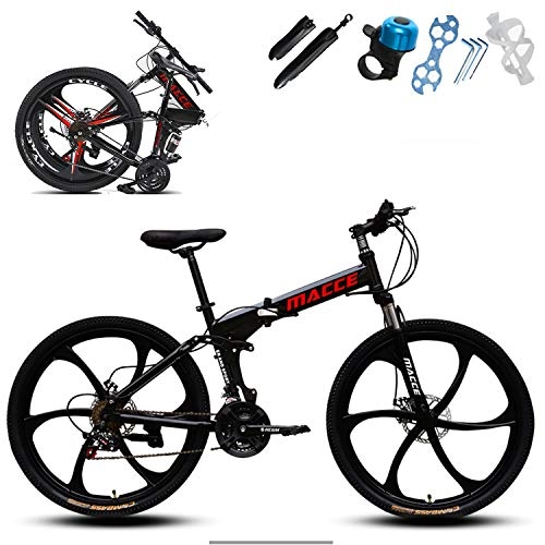 Vélos de montagne pliant : XWDQ Vélo de montagne pour adulte pliable 24 / 26" - Absorbant les chocs - Vélo tout-terrain - Pour garçons et filles - 61 cm - 21 vitesses