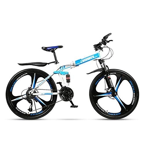 Vélos de montagne pliant : Zhenwo 26 Pouces Antidérapant Bicyclette Pneu Hors-Route De Vélo De Montagne De Vitesse D'absorption De Choc Vélo Pliant pour Les Adultes, Bleu