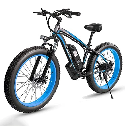 Vélos de montagne électriques : 26" Fat Bike Electrique, Velo Electrique Homme 1000W Moteur, 48V 13Ah Batterie Li-ION Amovible, 85Nm, Jusqu'à 45 KM / H [EU Warehouse], Blue