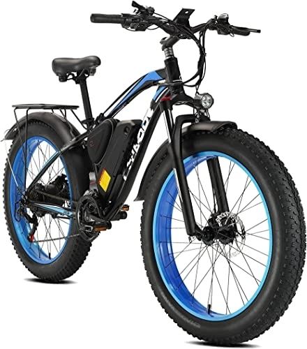 Vélos de montagne électriques : 26 'Vélos électriques gros pneu VTT avec batterie Li-Ion amovible 48V 13Ah double disque hydraulique